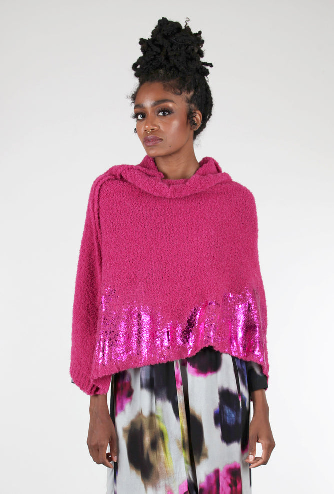 Amano by Lorena Laing Handprinted Foil Shrug, Magenta One Size Magenta