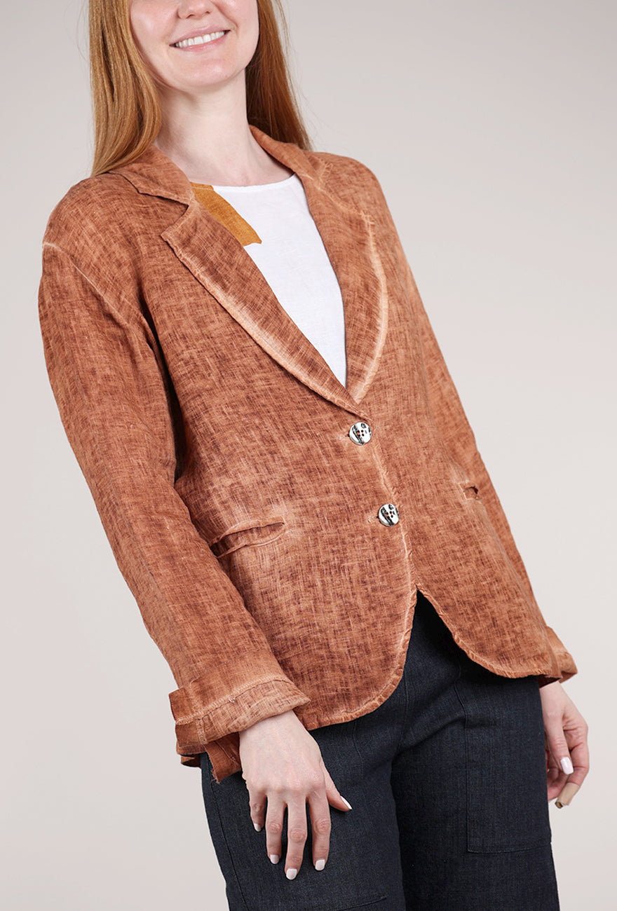 Sanctamuerte Garment Dye Linen Blazer, Starfish Orange 