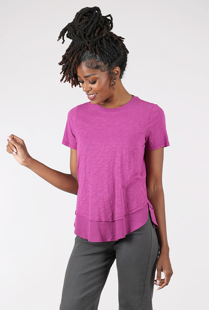 Mododoc Rib Detail Swing Tee, Violet 