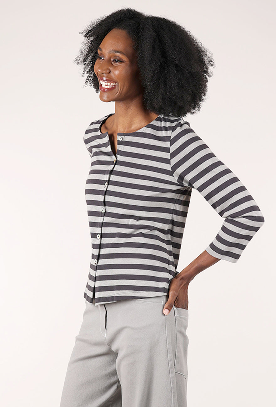 Alembika Slim Stripe Jersey Cardie, Gray 