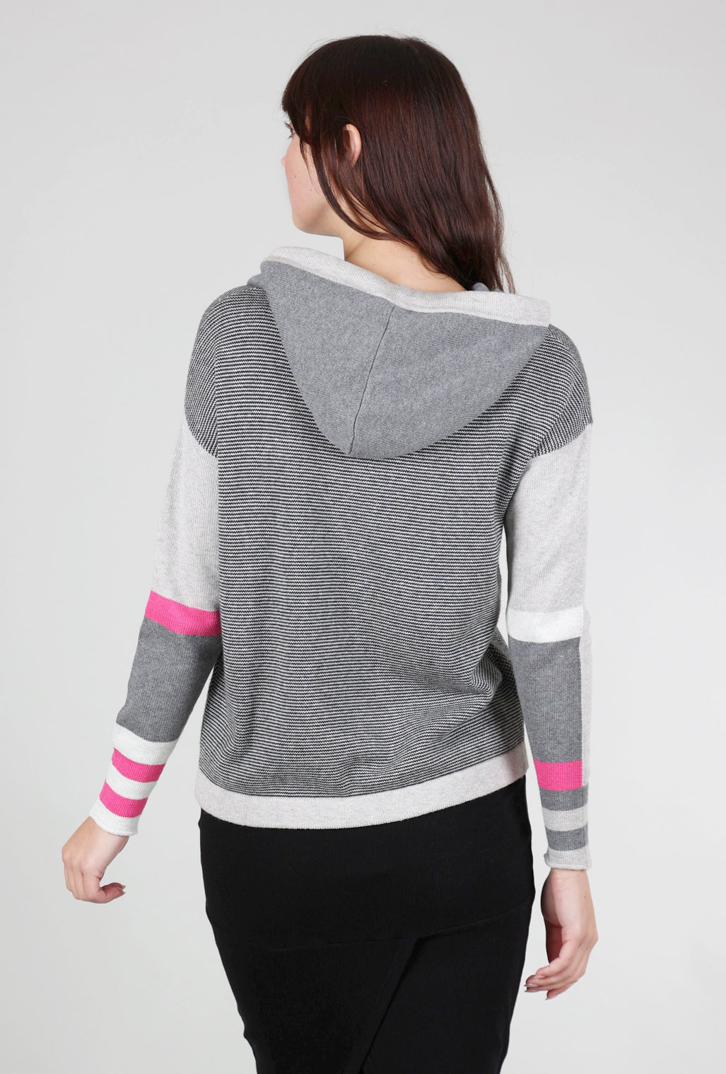 Zaket & Plover Birdseye Sweater Hoodie, Gray/Pink 