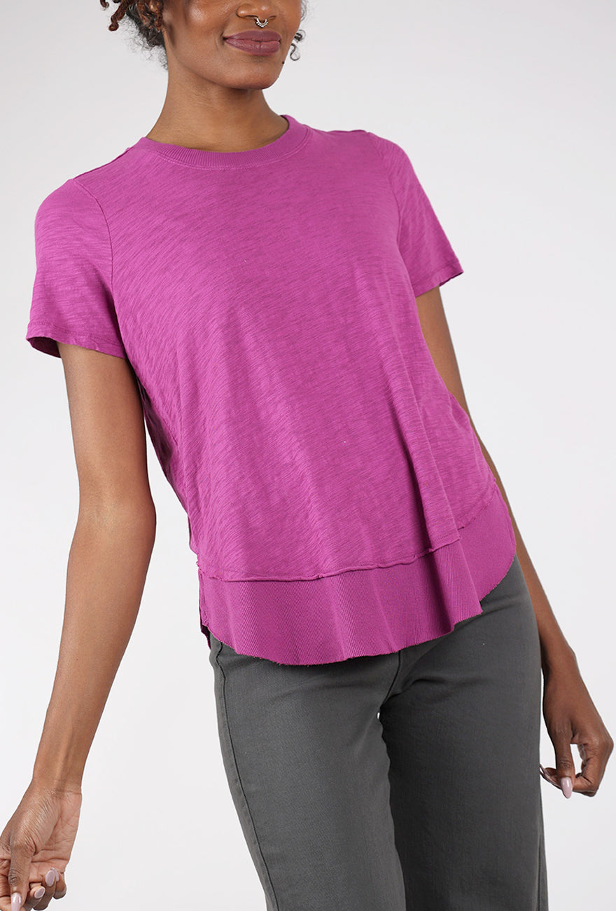 Mododoc Rib Detail Swing Tee, Violet 