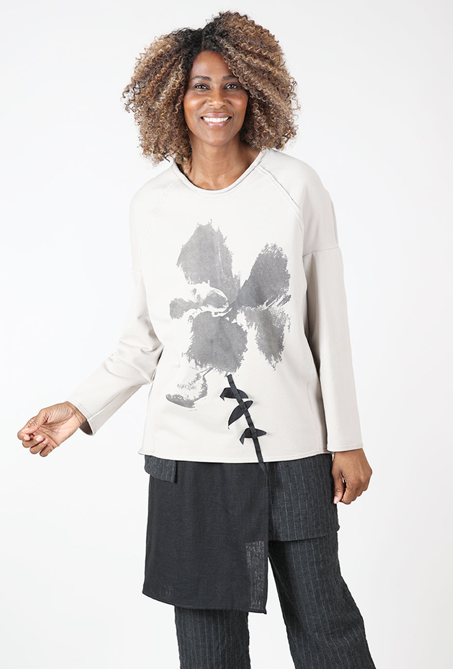 Kedziorek Handprinted Knit Top, Cement 