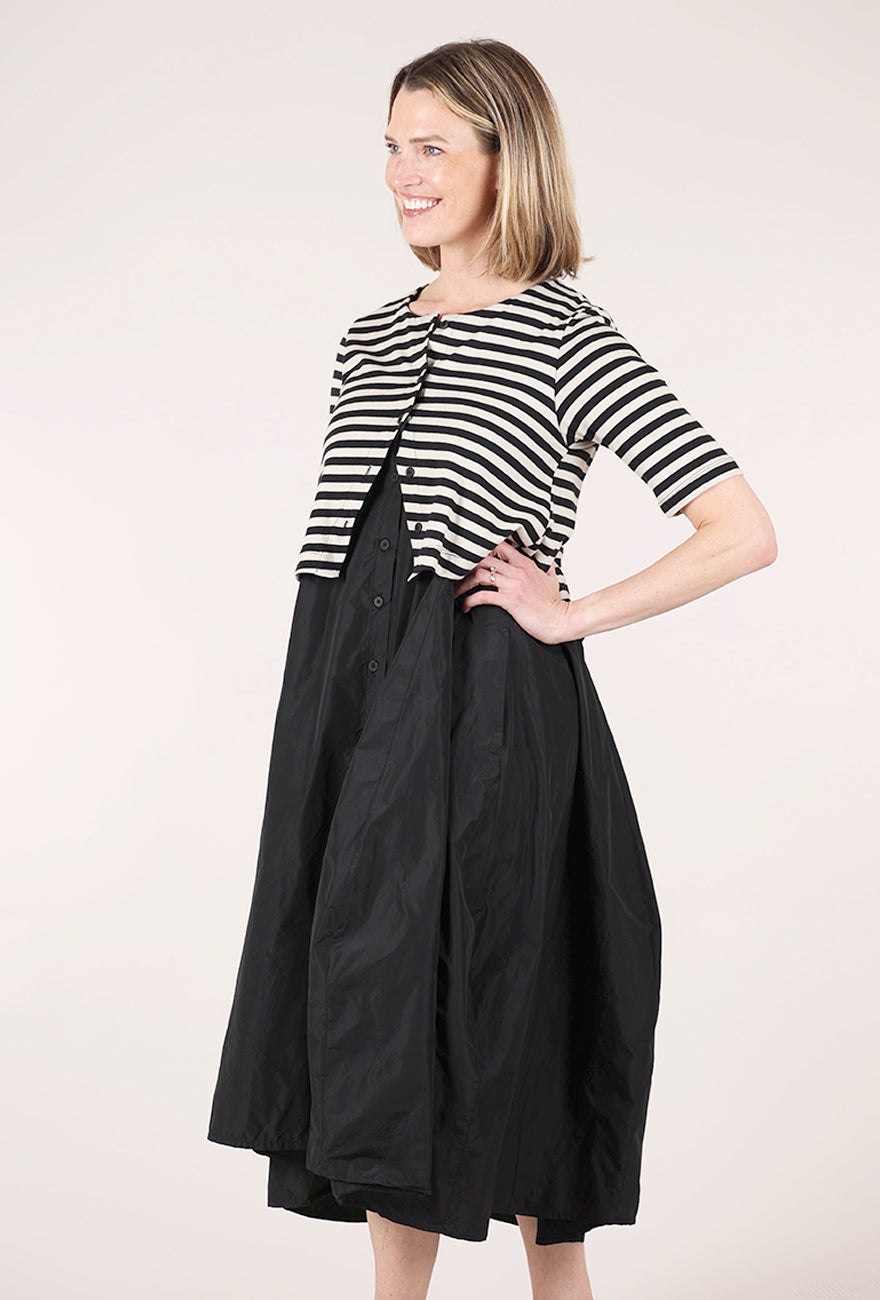 lou and grey black dress Lou and Grey Black Long Sleeve Dress with Drawstring Waist Size Large