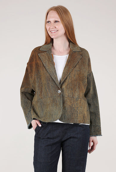 Sanctamuerte Hand-Dyed Denim Boxy Blazer, Bronze Tabac 