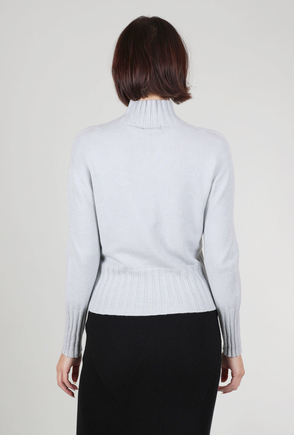 Astrid Rib Accents Cropped Sweater, Gray Melange 