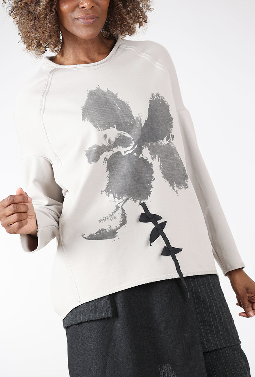 Kedziorek Handprinted Knit Top, Cement 