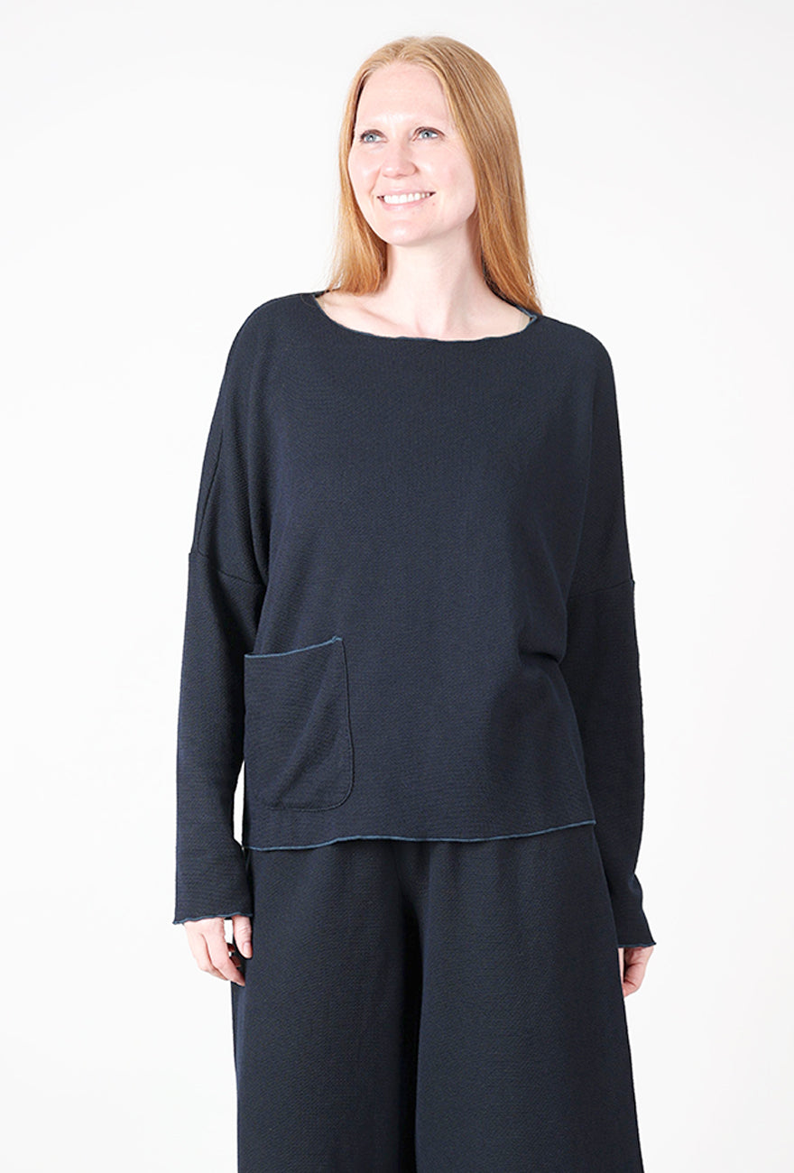 Cut Loose Marled Sweater Knit Pocket Pullover, Etan Navy 
