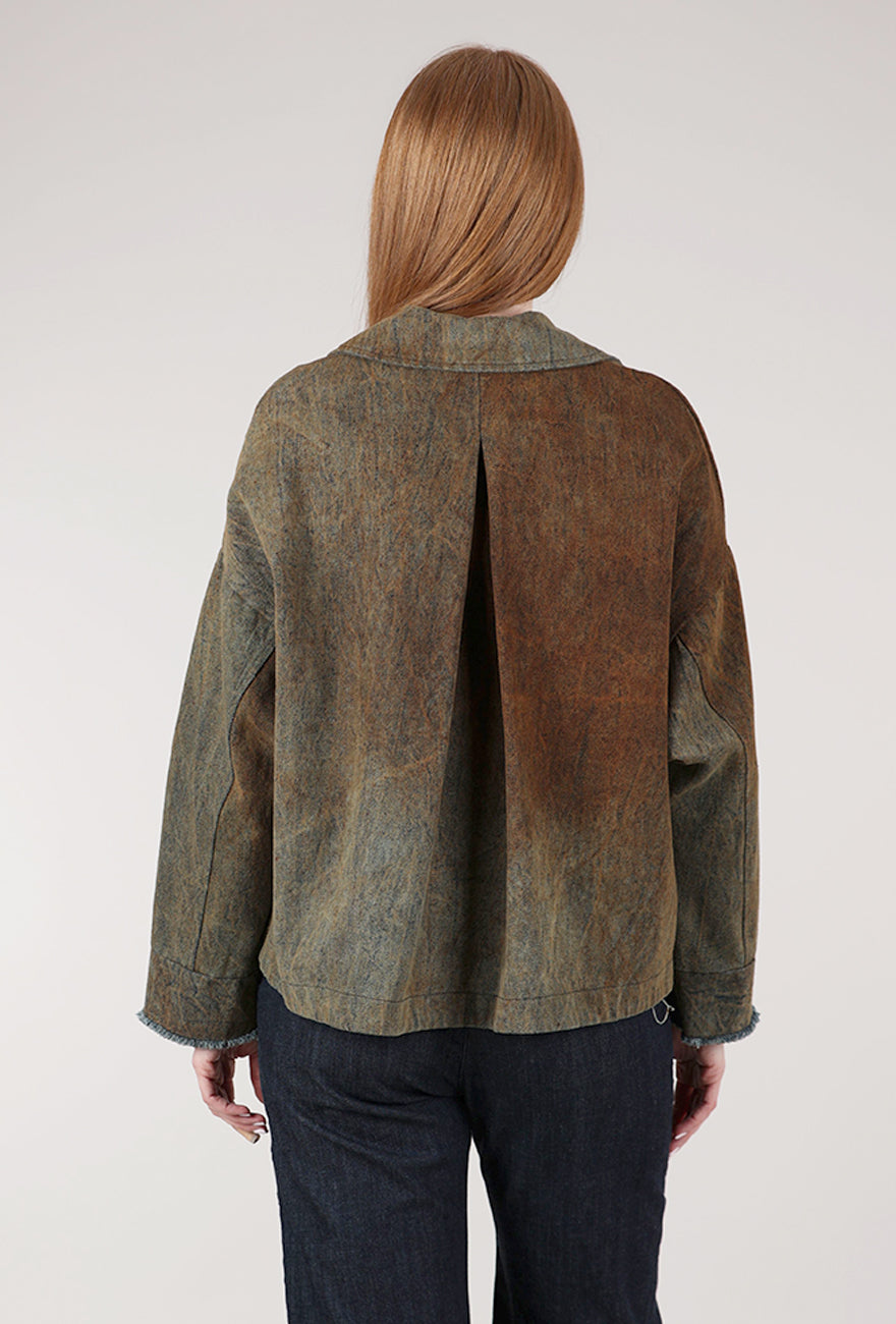 Sanctamuerte Hand-Dyed Denim Boxy Blazer, Bronze Tabac 