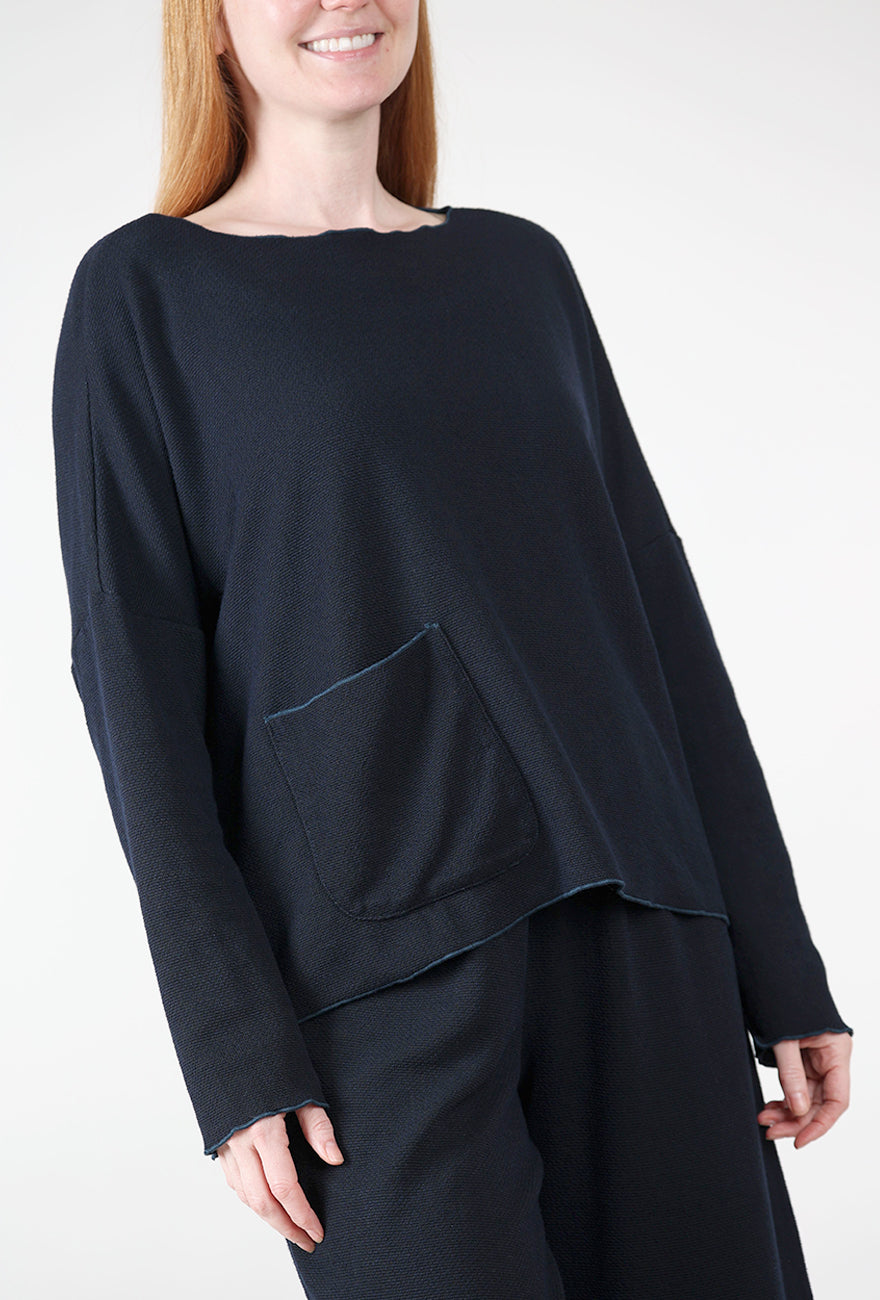 Cut Loose Marled Sweater Knit Pocket Pullover, Etan Navy 