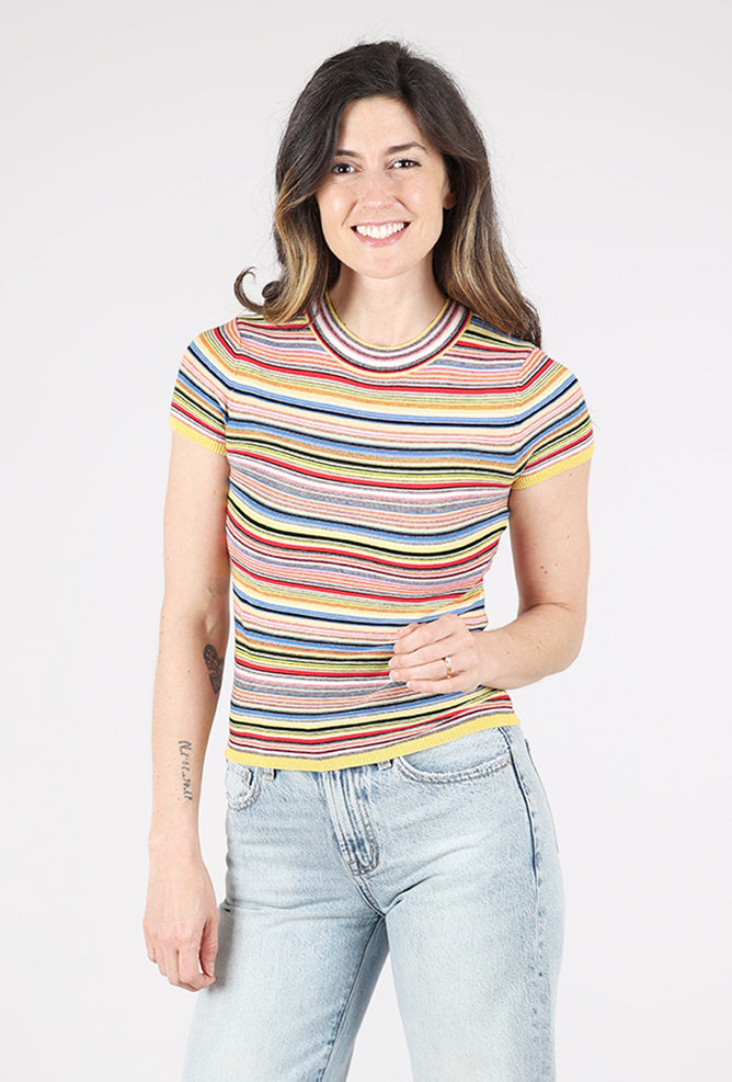 Pistola Selene Sweater Tee, Multi Red Stripe 