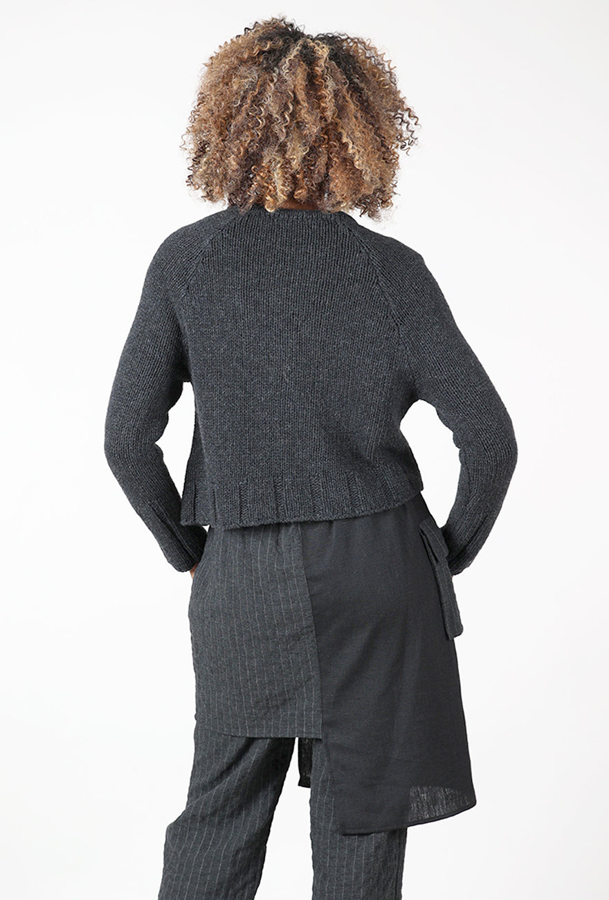 Lurdes Bergada Woolly Crop Zip Sweater, Charcoal 