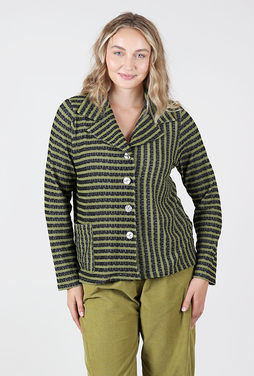 Mixed Striped Jacket, Avocado