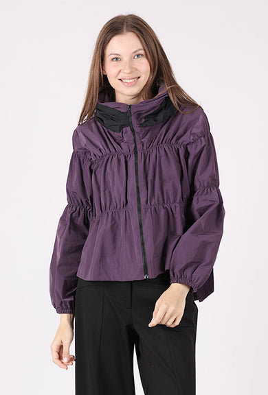 Ozai Shirred Bomber Jacket, Grape 