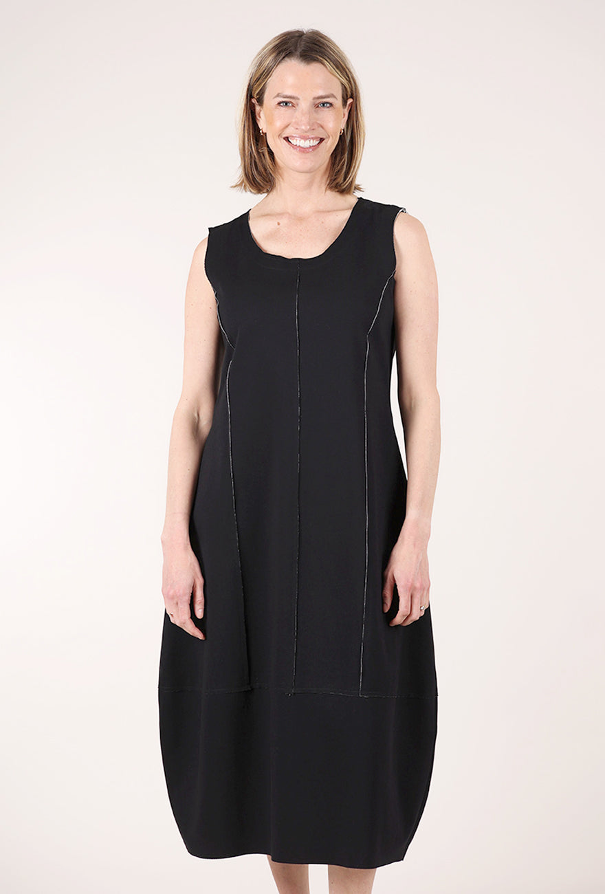 Luukaa Double-Face Tulip Dress, Black 