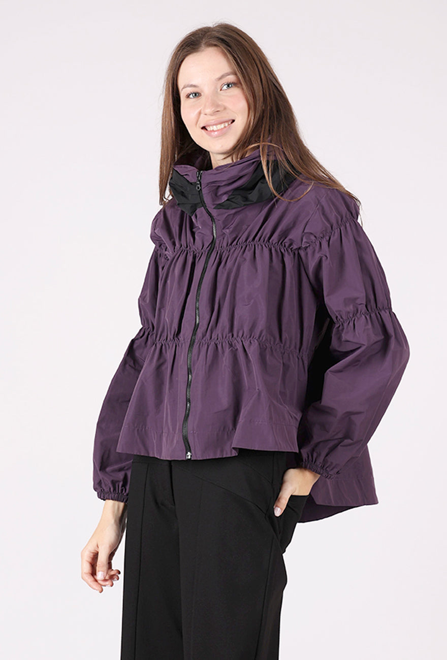 Ozai Shirred Bomber Jacket, Grape 