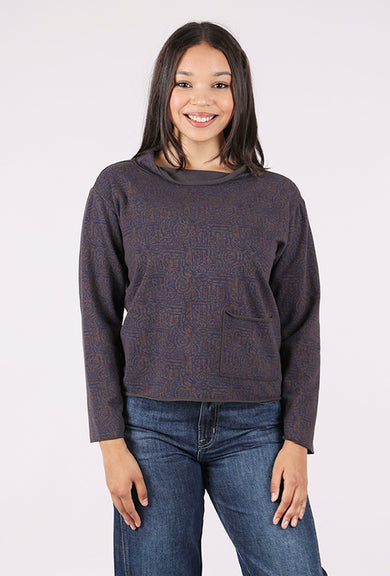 Prairie Cotton Overdye Rollneck Top, Graphite 