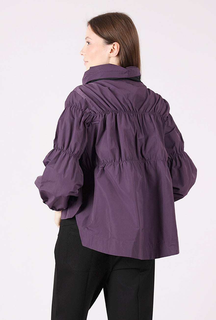 Ozai Shirred Bomber Jacket, Grape 