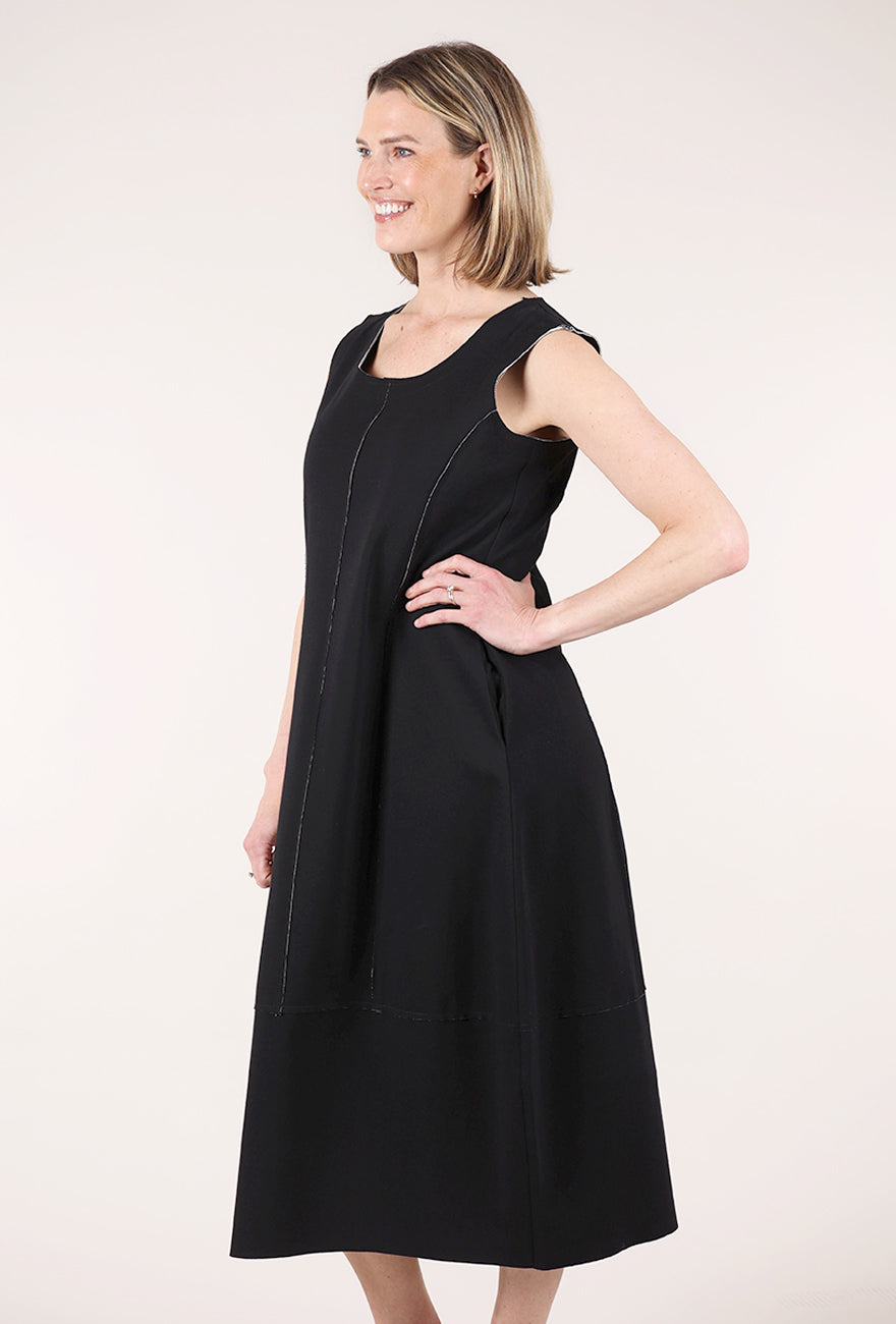 Luukaa Double-Face Tulip Dress, Black 