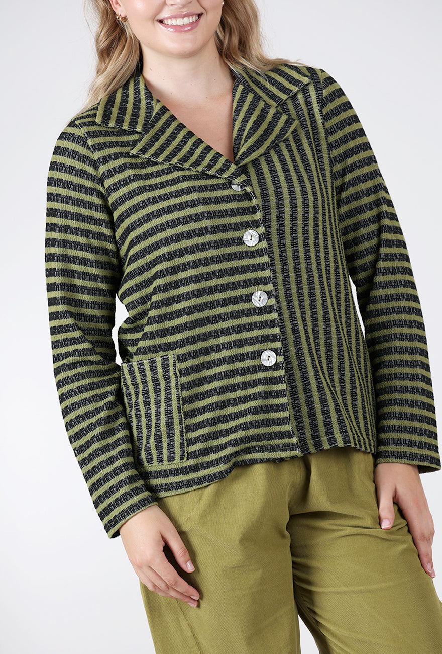 Mixed Striped Jacket, Avocado Angle 4