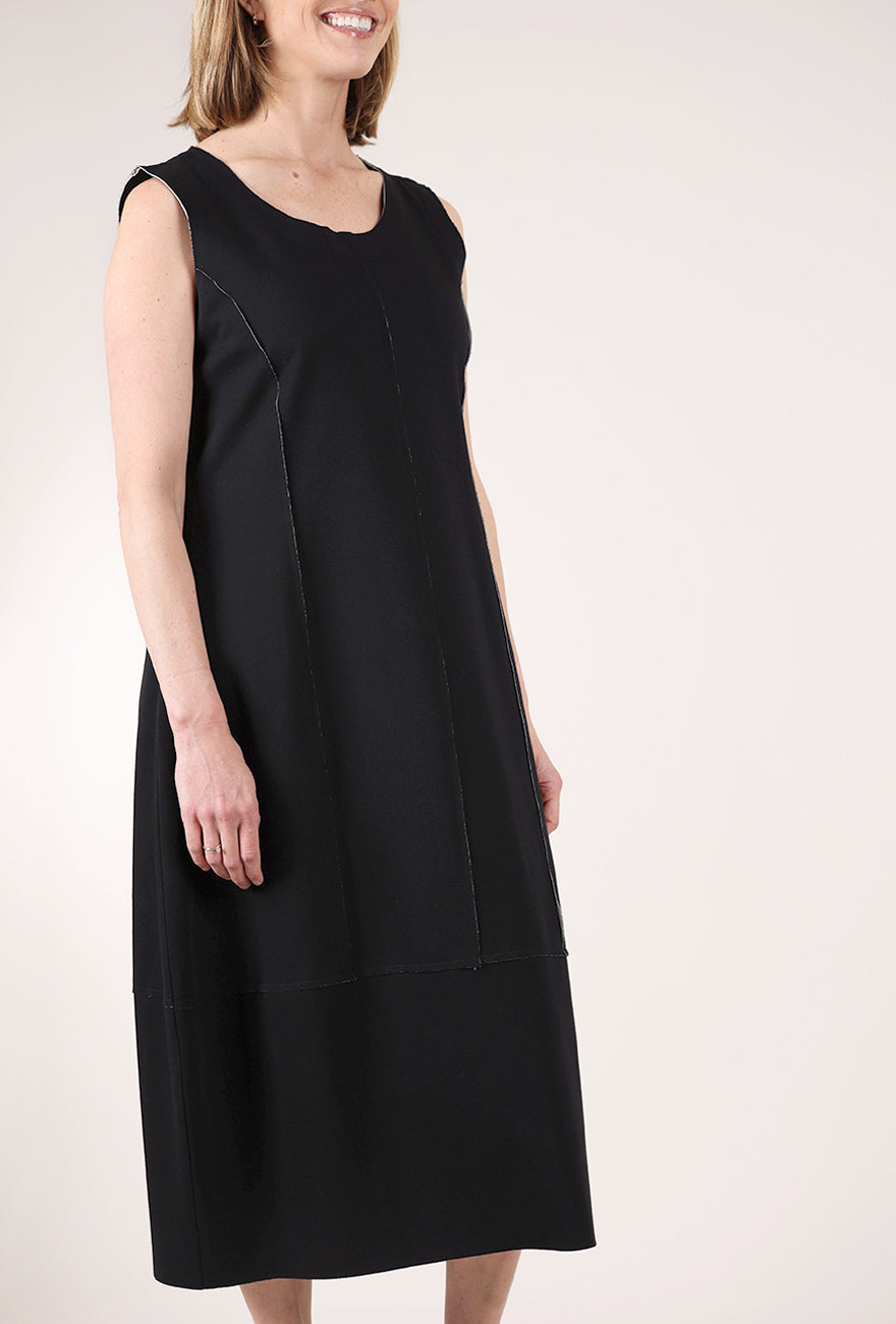 Luukaa Double-Face Tulip Dress, Black 