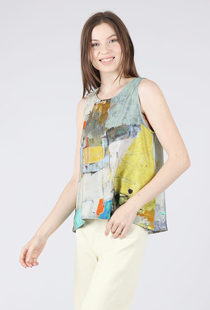 3 Potato Essential Print Tank, Gold/Sage 
