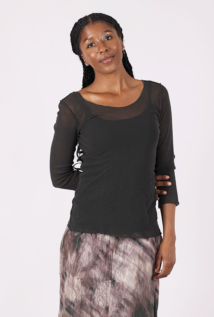 Porto Diva Mesh Tee, Espresso 