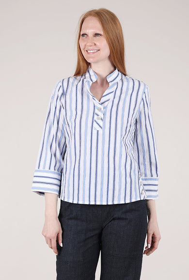 Habitat Hampton Stripe Half Placket Pullover, Sky 