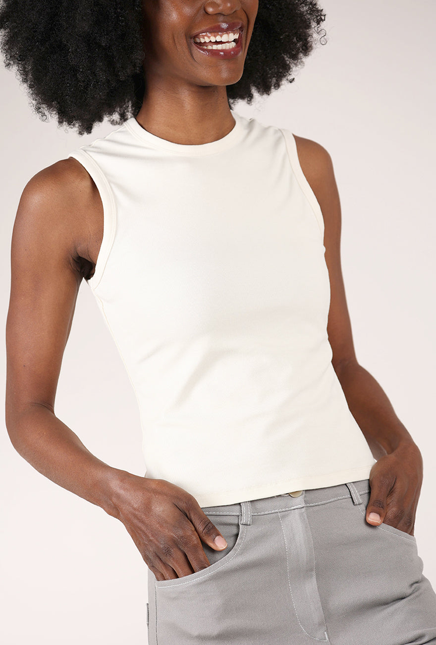 Grade & Gather Wide Shoulder Tank, Soy 