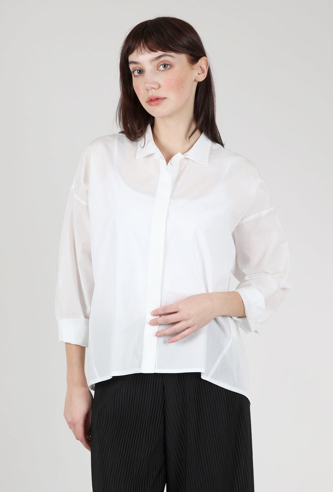 Luukaa Box-Pleat Crisp Blouse, Ecru 