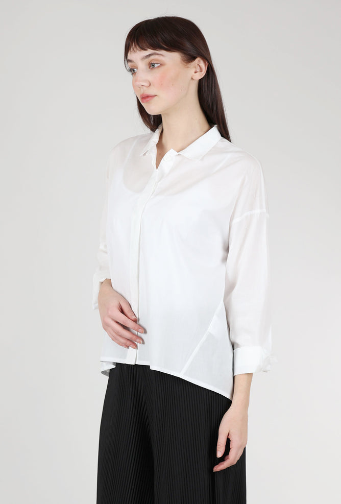 Luukaa Box-Pleat Crisp Blouse, Ecru 