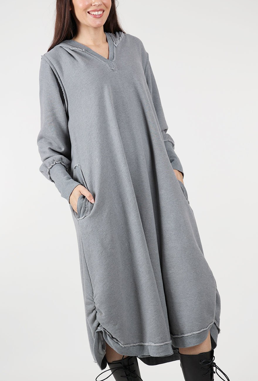 Cozy Hoodie Dress, Heather Mist Angle 4
