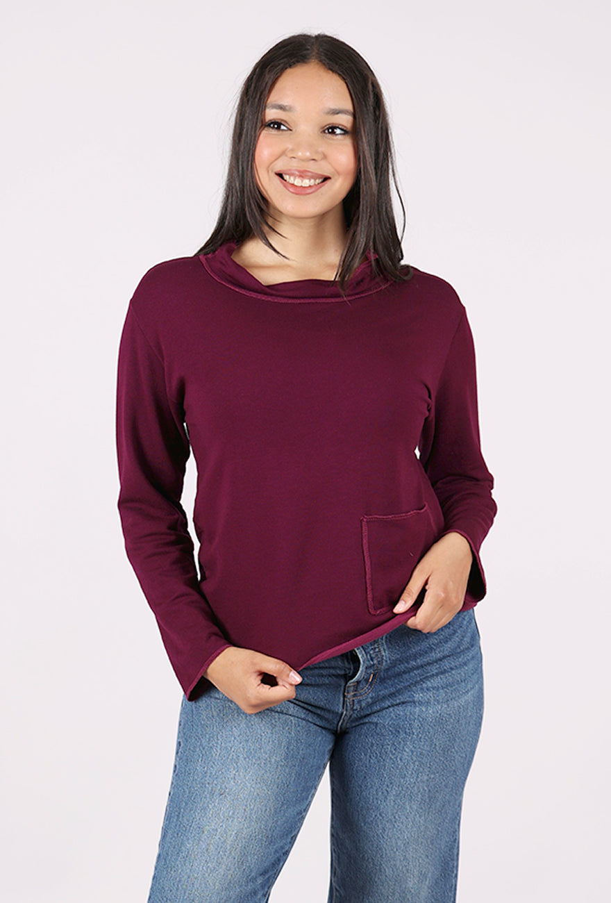 Prairie Cotton Drape Knit Yoga Top, Razzleberry 