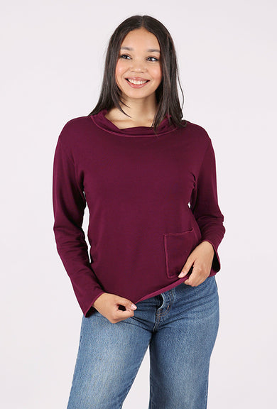 Prairie Cotton Drape Knit Yoga Top, Razzleberry