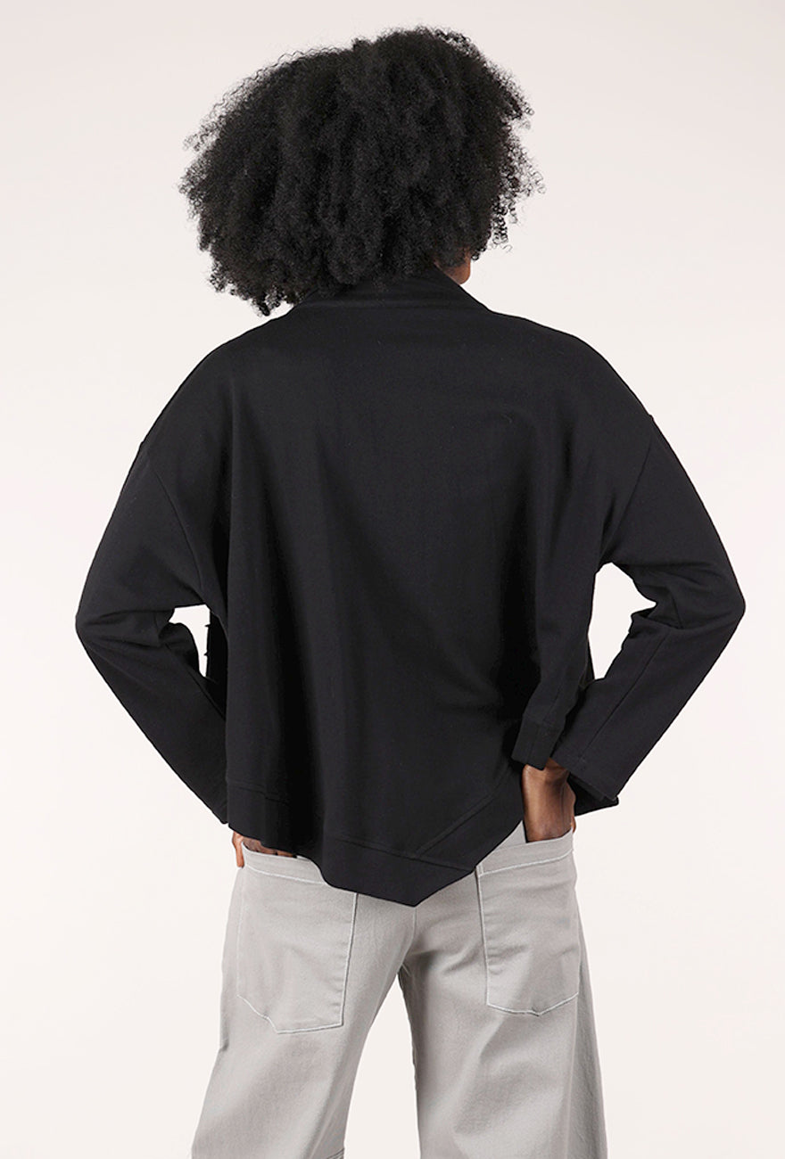 Planet French Terry Crop Asym Jacket, Black 