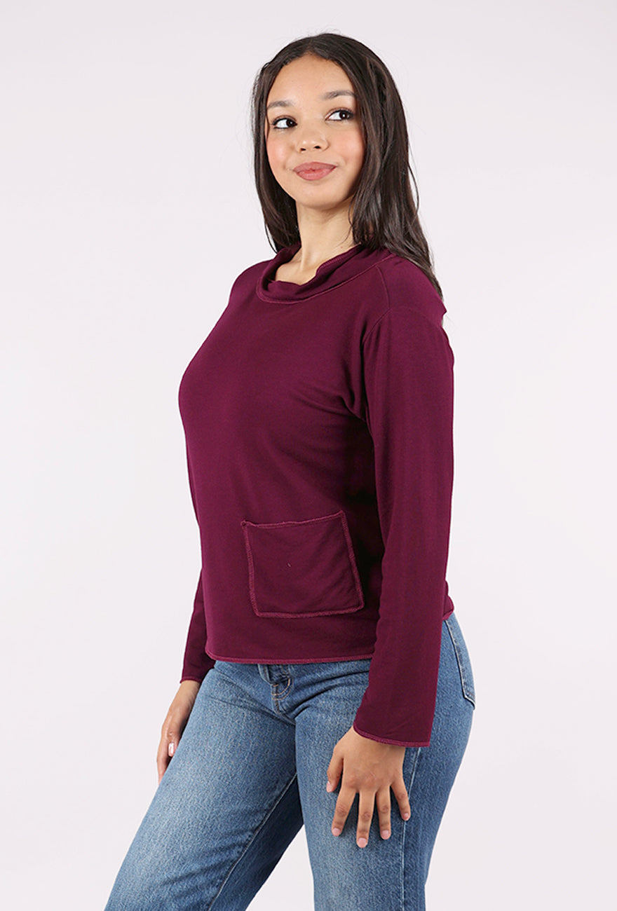 Prairie Cotton Drape Knit Yoga Top, Razzleberry 