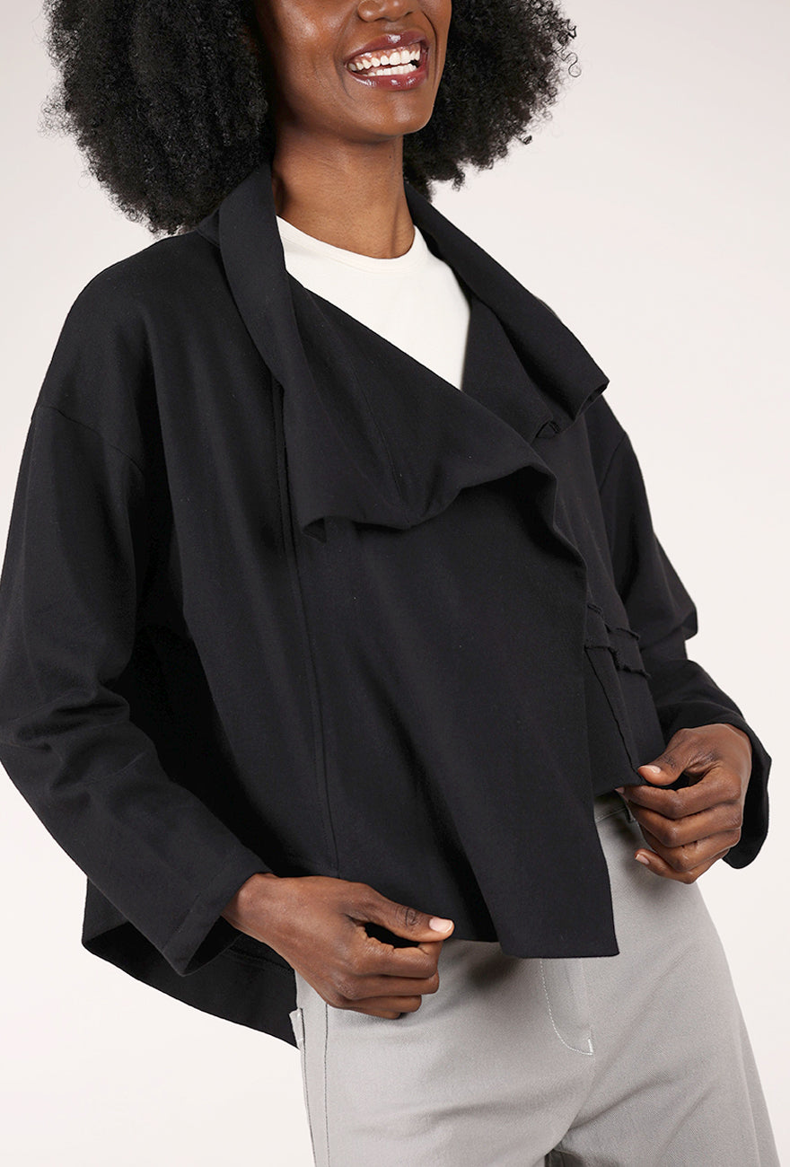 Planet French Terry Crop Asym Jacket, Black 