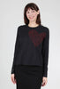 Cats With a Heart Big Heart Embroidered L/S Tee, Black 