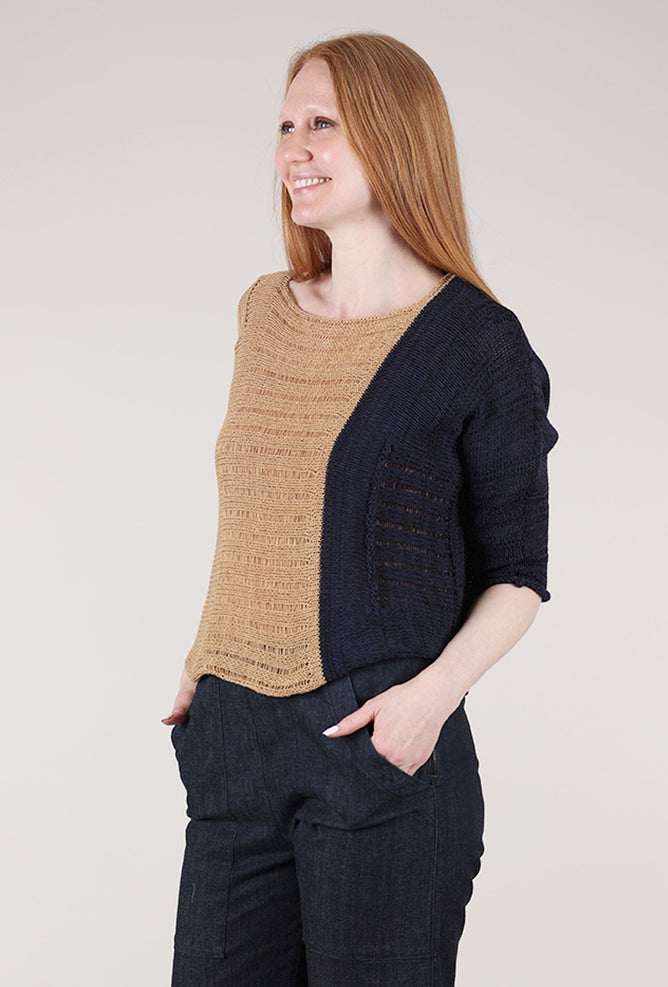 Paper Temples Helen Pullover, Camel/Navy 