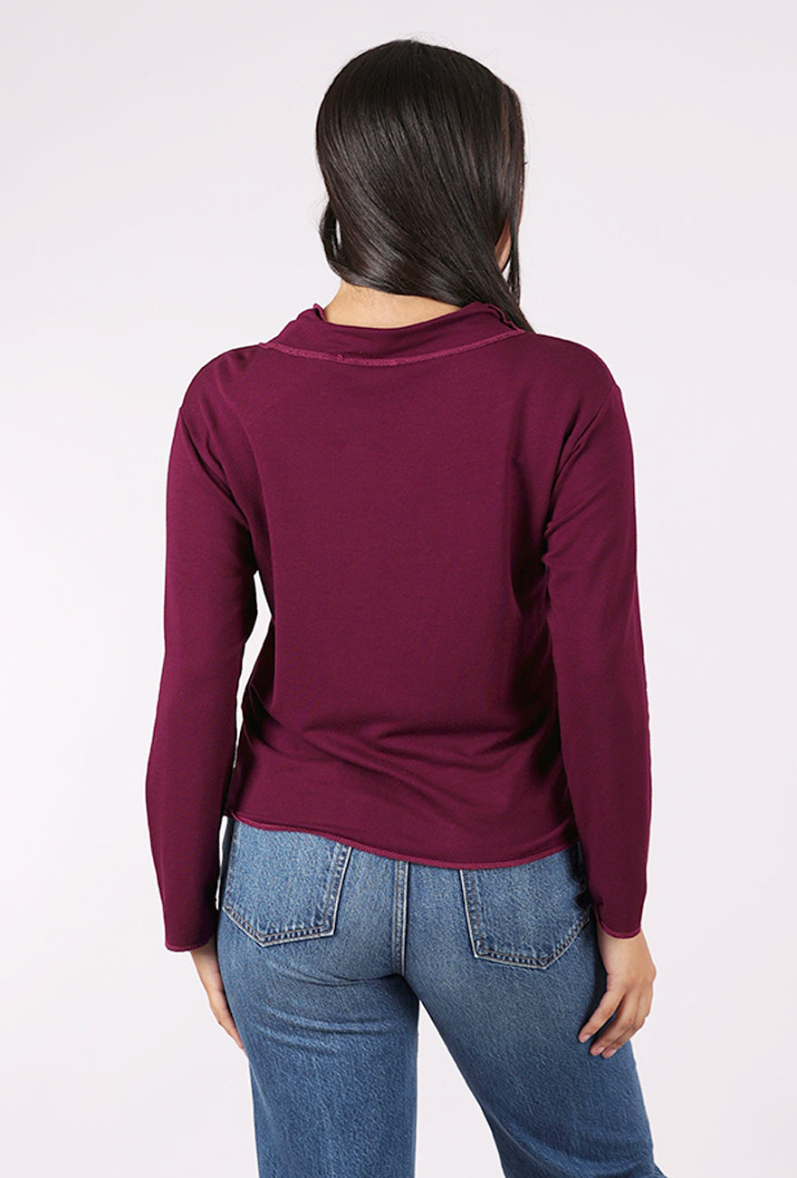 Prairie Cotton Drape Knit Yoga Top, Razzleberry 