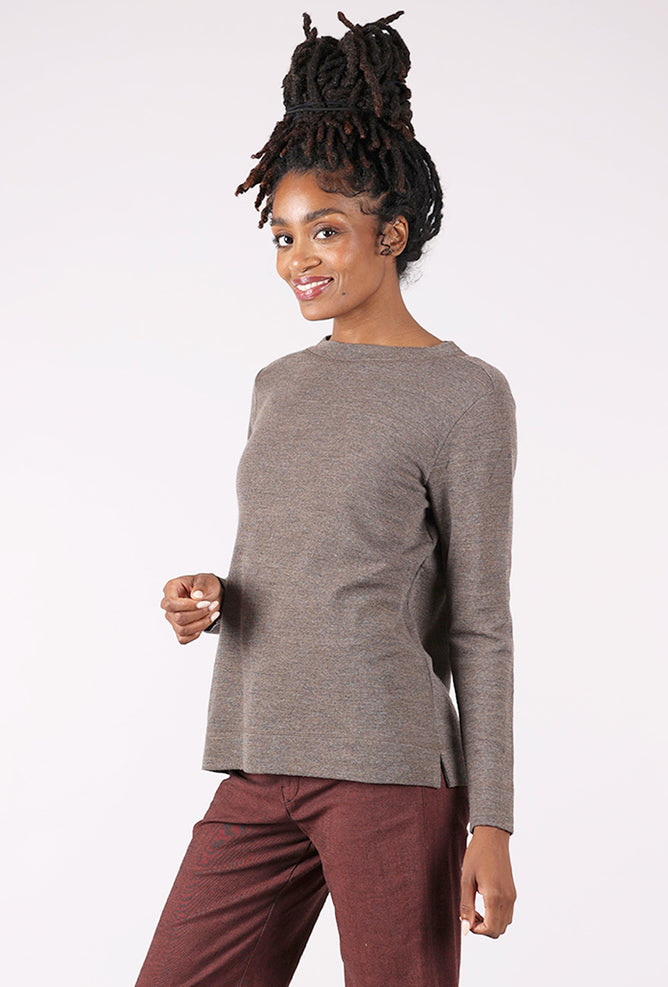 By Basics Ringer Neck Merino Wool Pullover, Earth Melange 