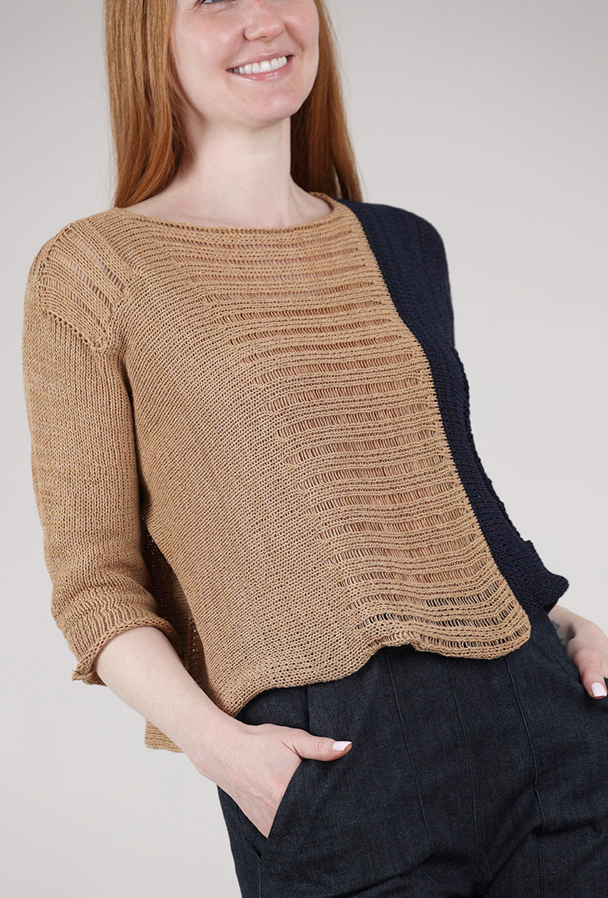 Paper Temples Helen Pullover, Camel/Navy 
