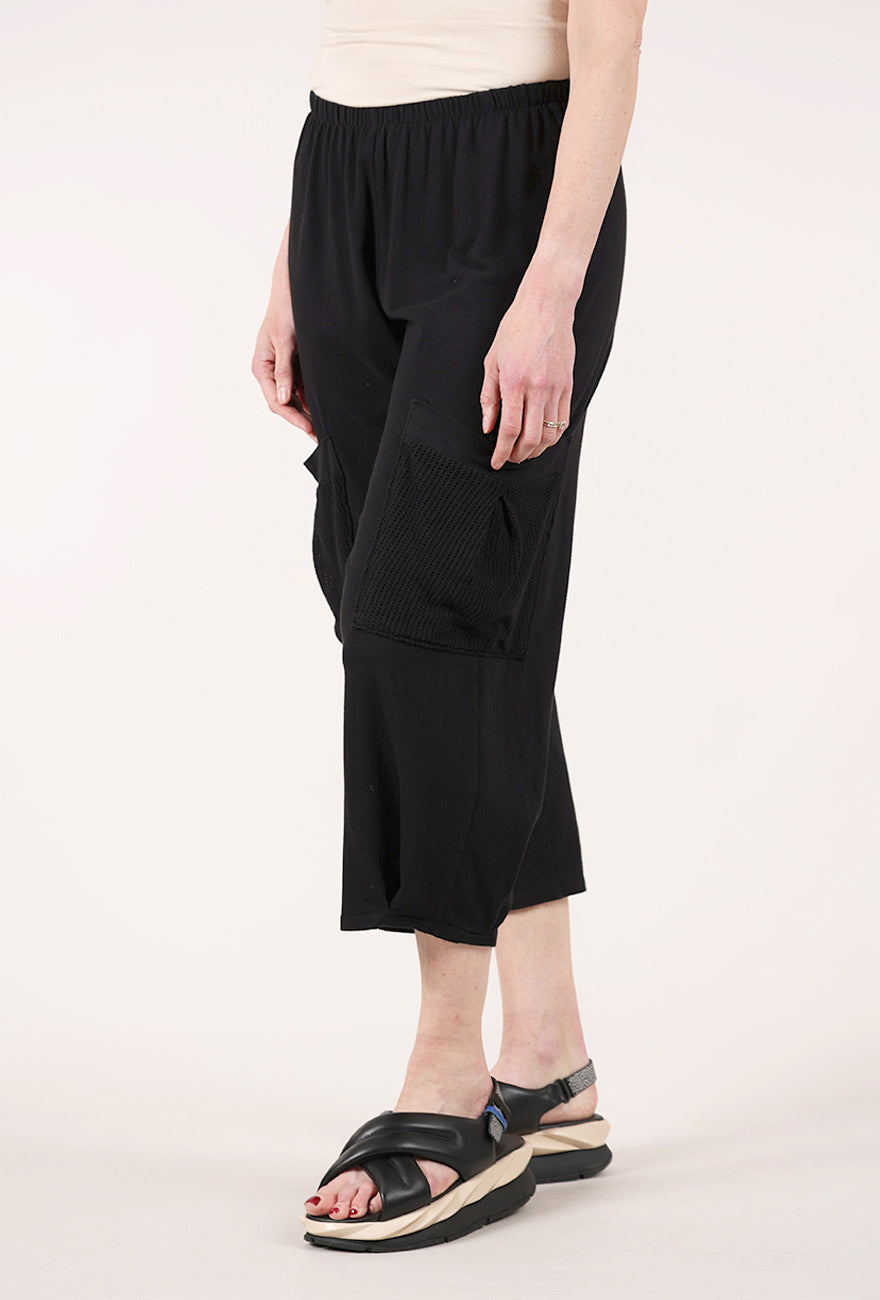Fenini Perf Pocket Crop Pant, Black 