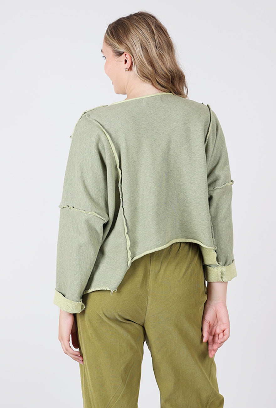 Fleece Details Crop Jacket, Lichen Angle 3