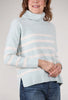 Lilla P Lofted Stripe Tneck Sweater, Frost 