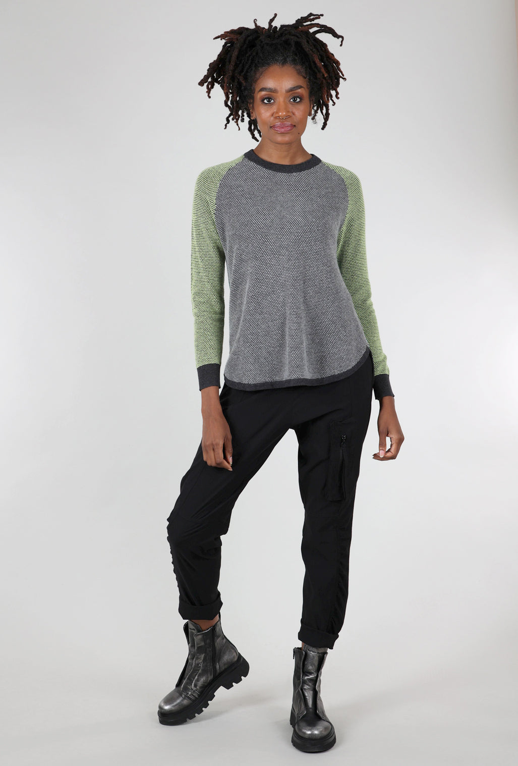 Zaket & Plover Sporty Chic Ringer Sweater, Cinder/Lime 