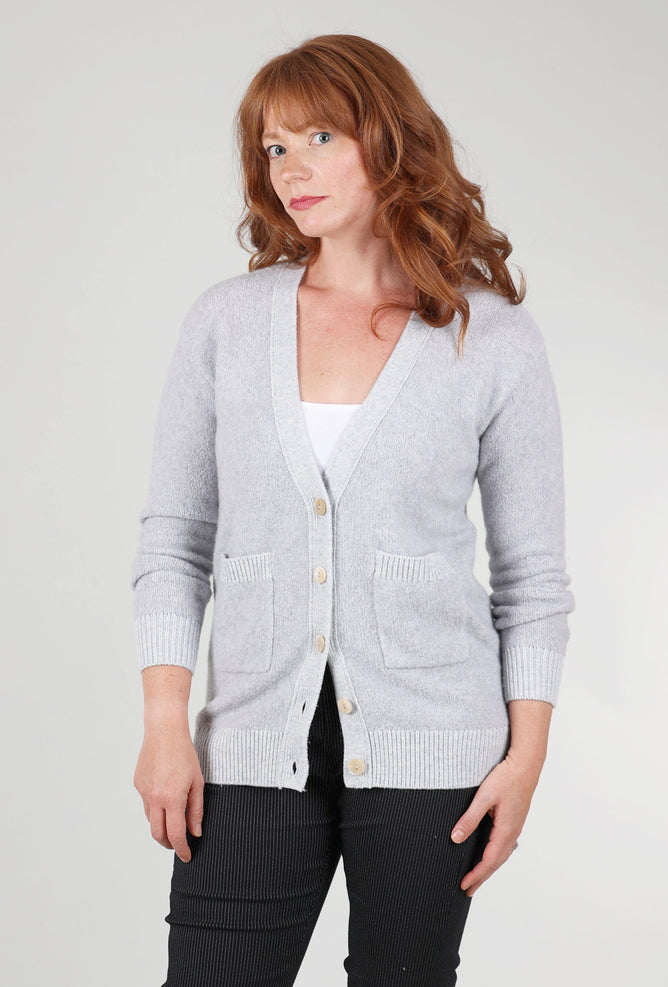 Kokun Cashmere Boucle Boyfriend Cardie, Argento Gray 