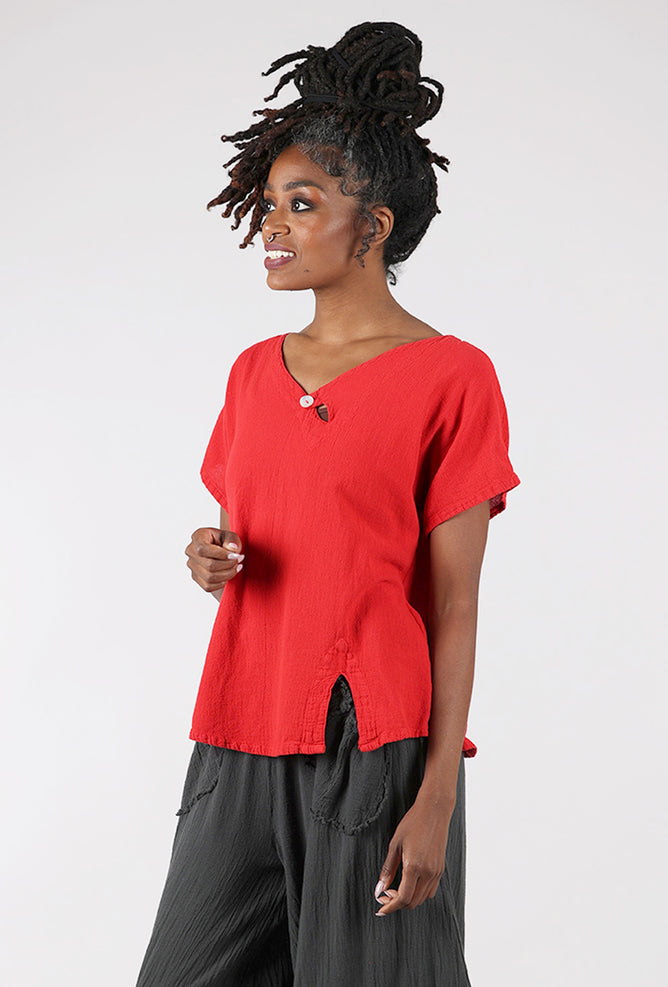 Oh My Gauze Mike Top, Crimson 