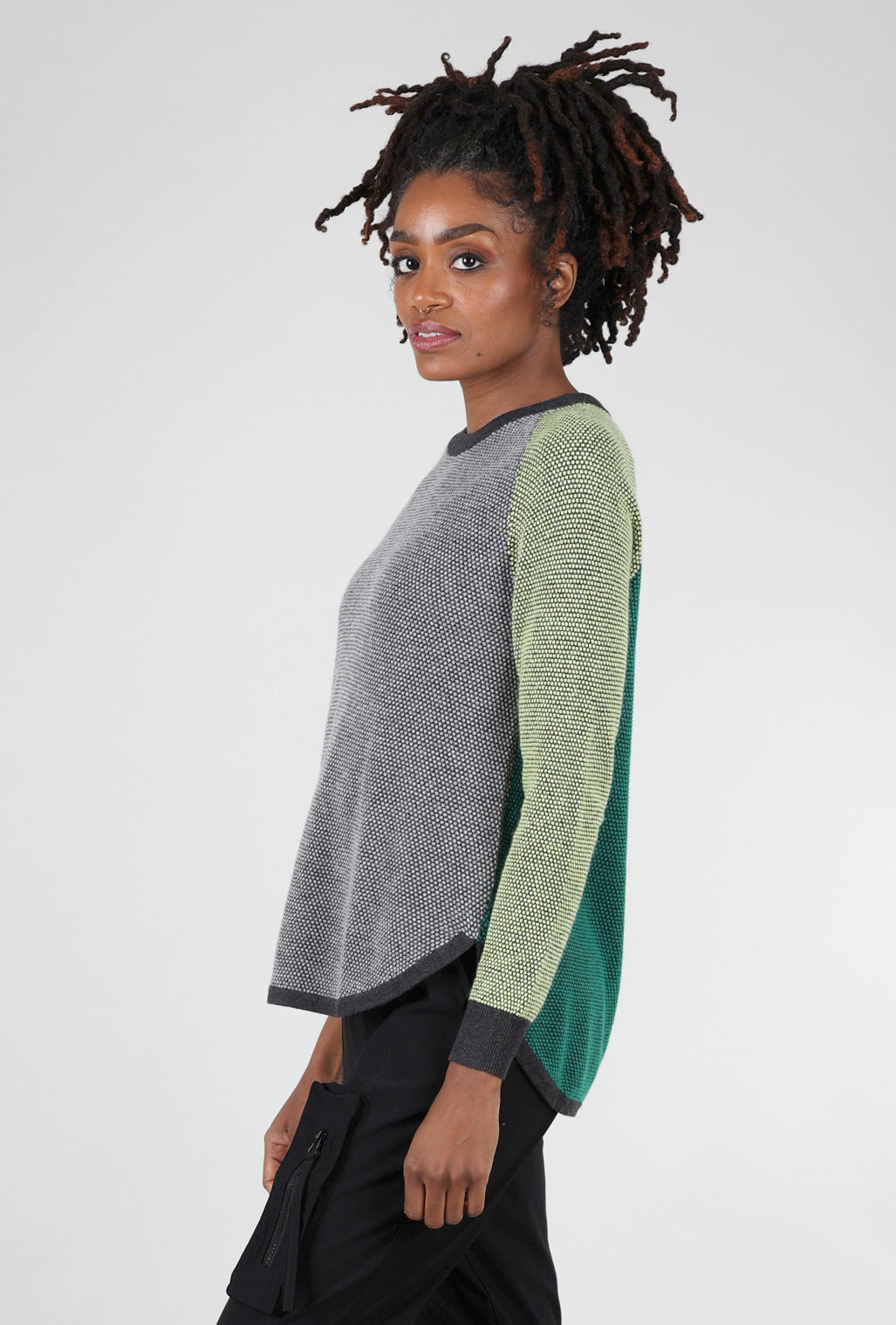 Zaket & Plover Sporty Chic Ringer Sweater, Cinder/Lime 