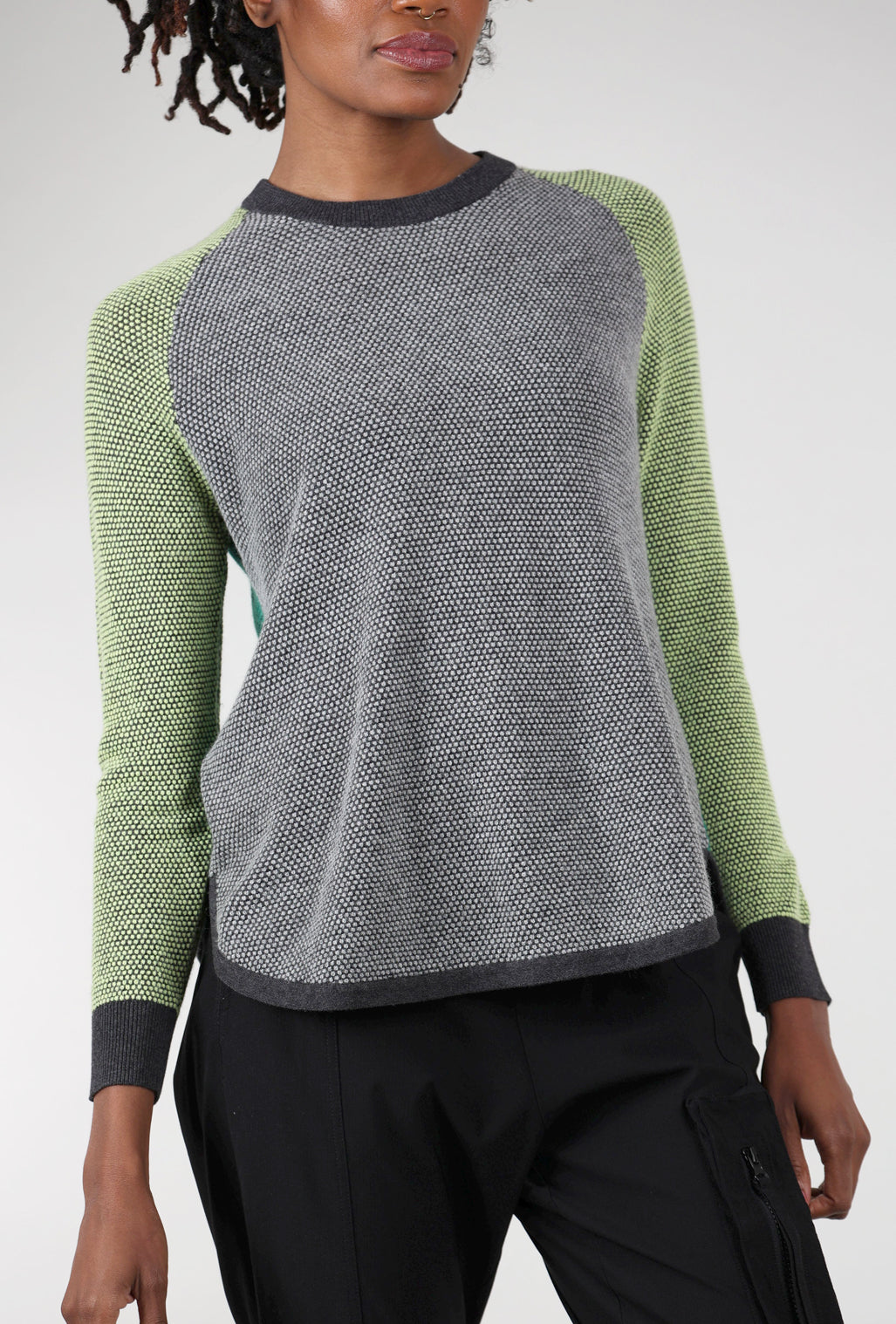 Zaket & Plover Sporty Chic Ringer Sweater, Cinder/Lime 